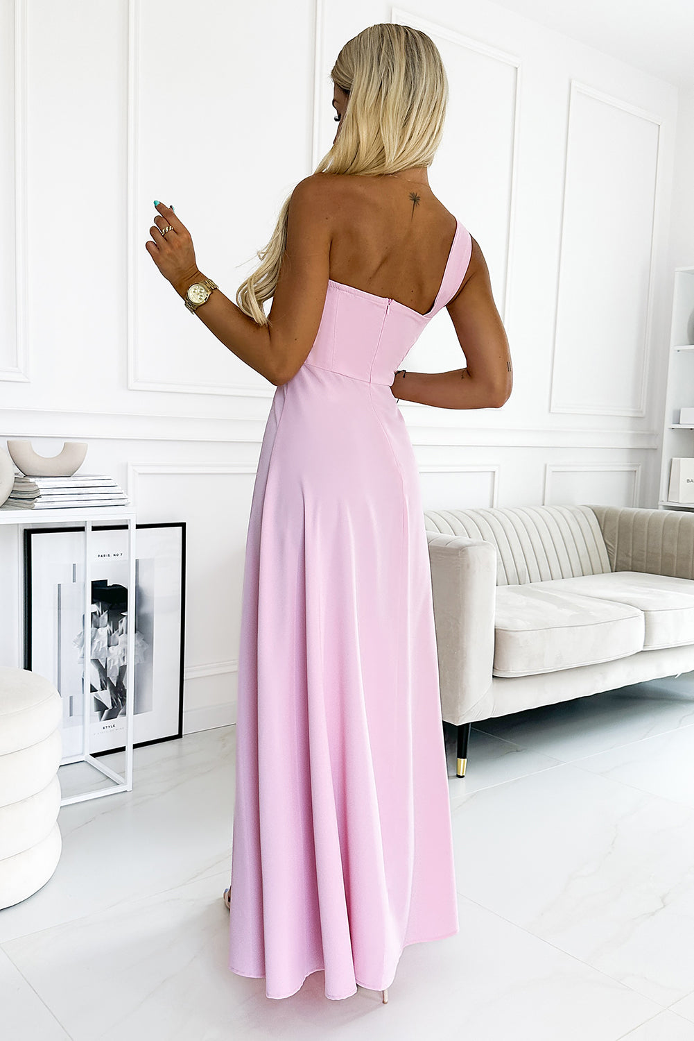 One-Shoulder Sleeveless Maxi Dress