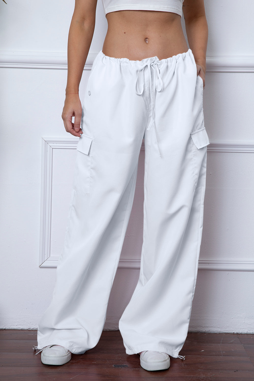 Drawstring Waist Pants with Pockets